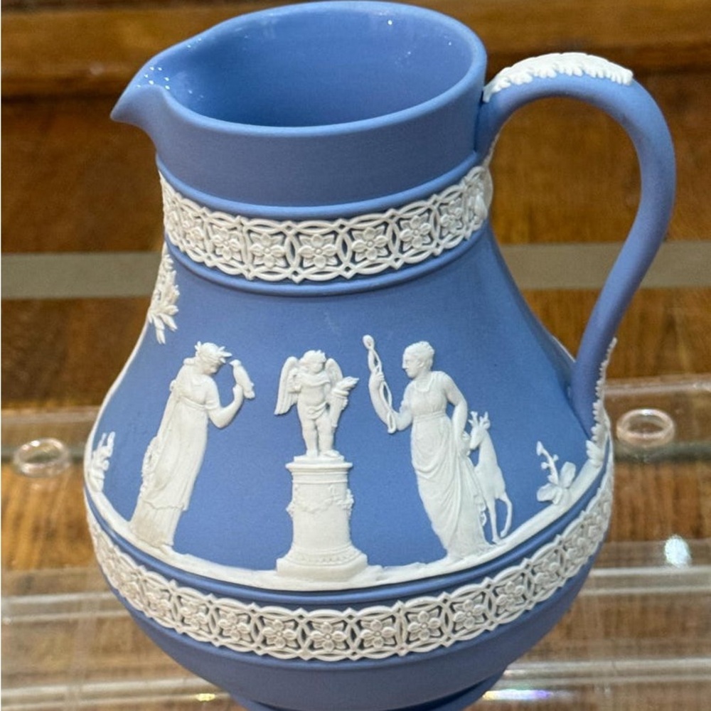 Wedgwood jasperware Blue and White Ceramic Pitcher